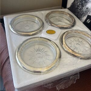 Set of Silver and Clear Glass Coasters